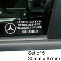 5 x Mercedes Benz GPS Tracking Device Security WINDOW Stickers 87x30mm-SLK, S C E Class,AMG-Car,Van Alarm Tracker